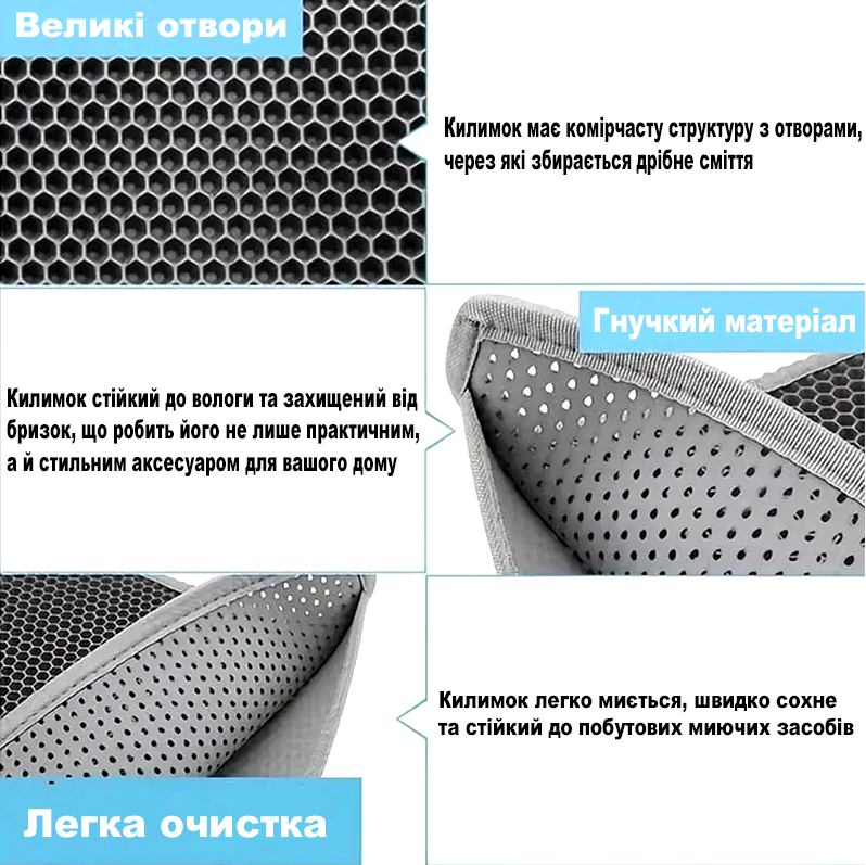 Коврик двухслойный ЕВА для кошачьего туалета для сбора песка 30х30 см Черный (R9317) - фото 9