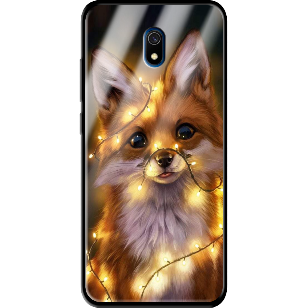 Чехол Boxface Xiaomi Redmi 8A Рождественская лиса Черный силикон со стеклом (38341-up2399-39409)