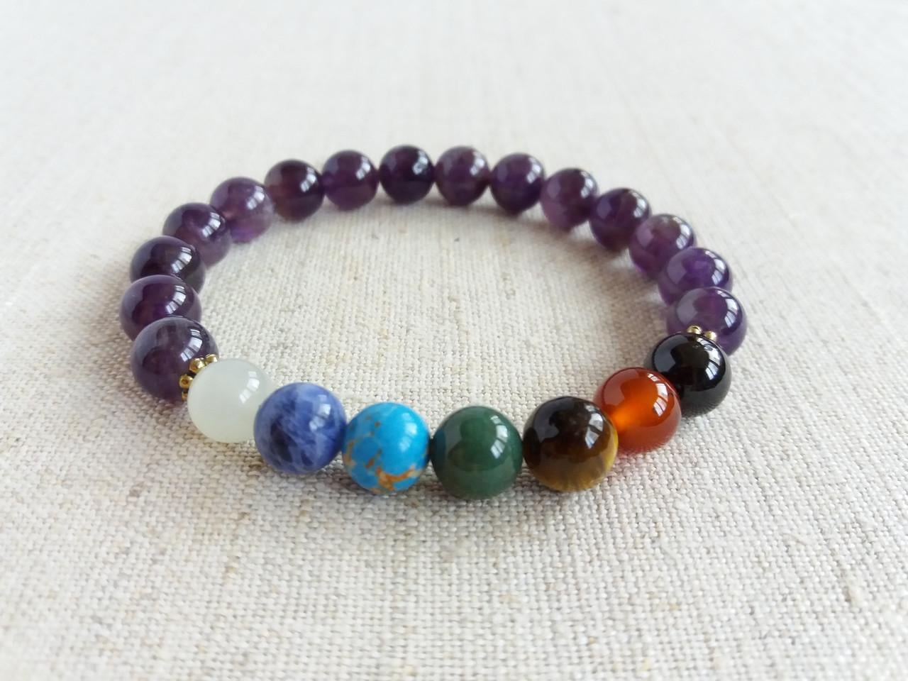 Браслет 7 чакр Аметист d 8 мм (1114182314)