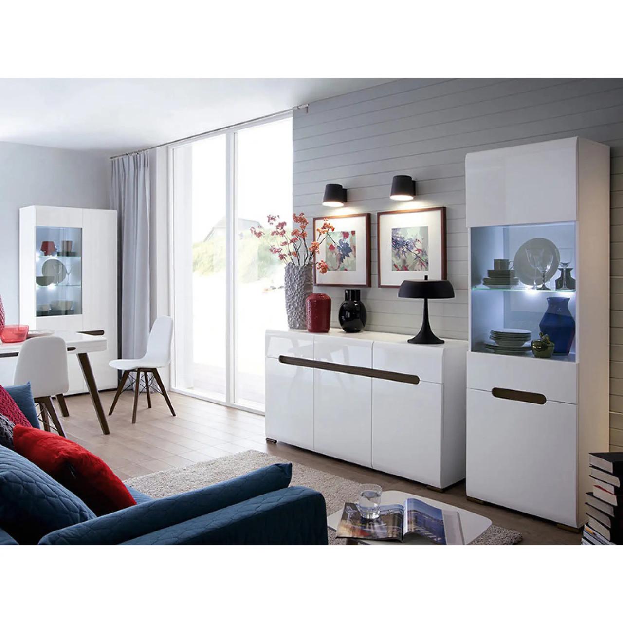 Пенал-вітрина з підсвіткою ВМК Ацтека REG1W1D/21/9 Білий/Білий глянець (GRB-1663) - фото 3 Пенал-вітрина з підсвіткою ВМК Ацтека REG1W1D/21/9 Білий/Білий глянець (GRB-1663) - фото 3