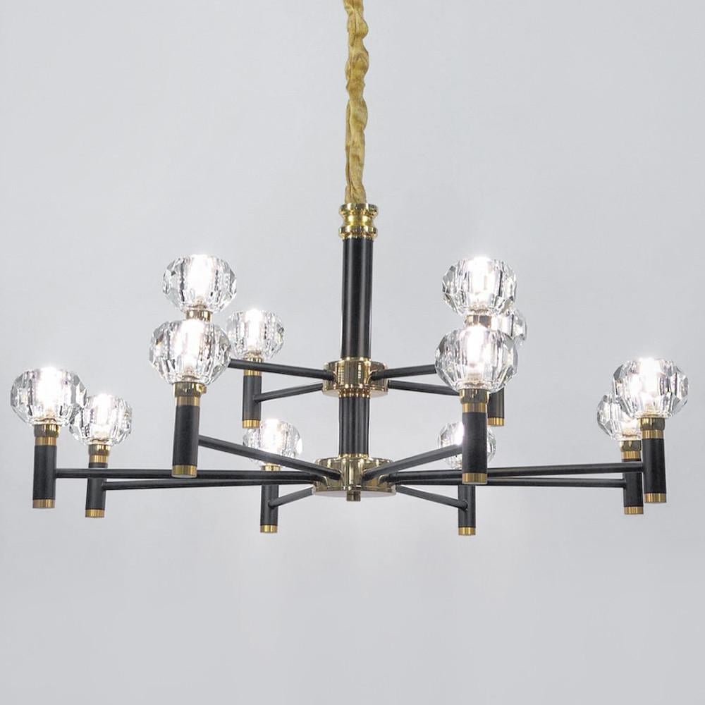 Люстра элегантная на 12 ламп со стеклянными плафонами 80 см (h 9860/12)