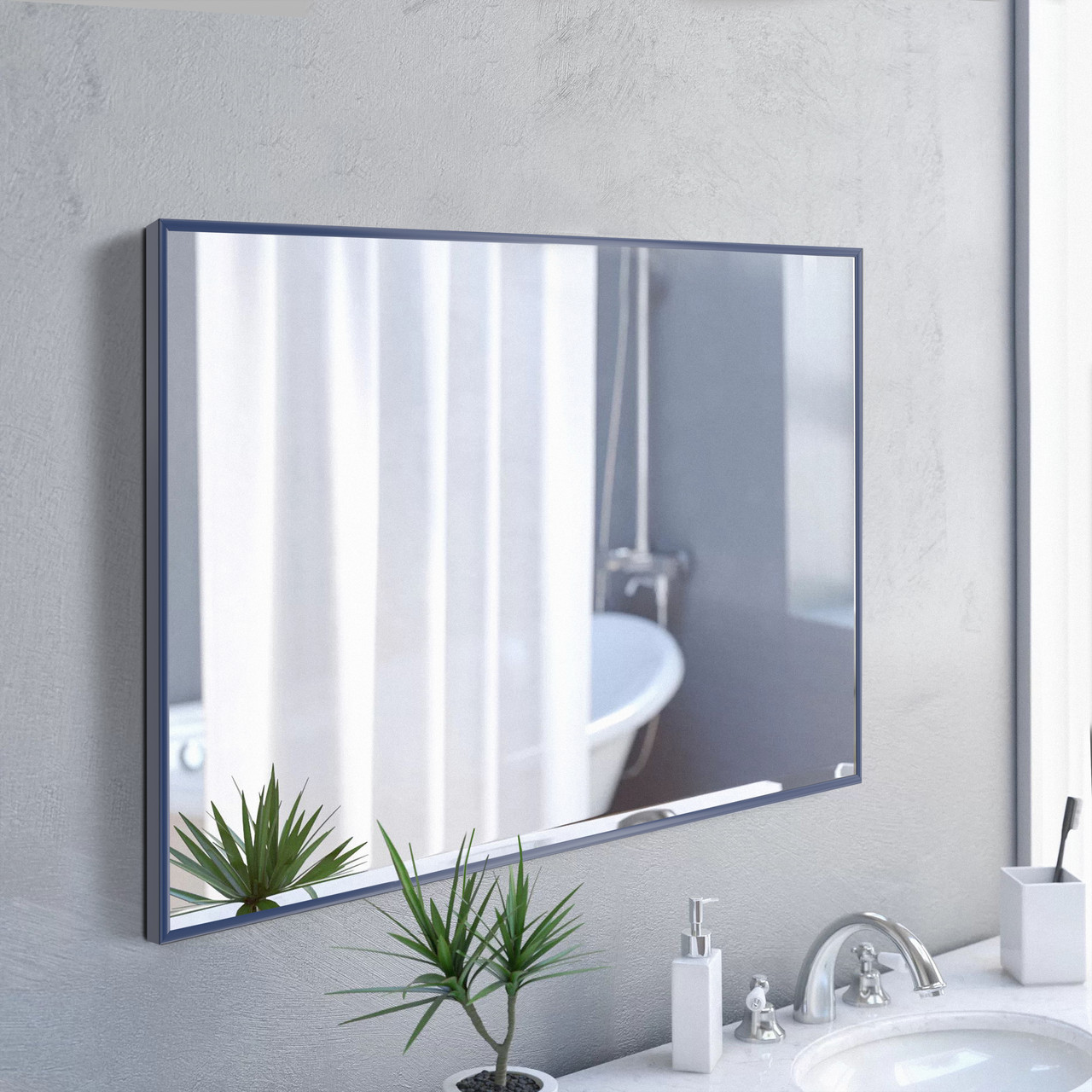 Зеркало настенное в алюминиевой раме Art-Com 400х600 мм Синий (Alum-blue-36)