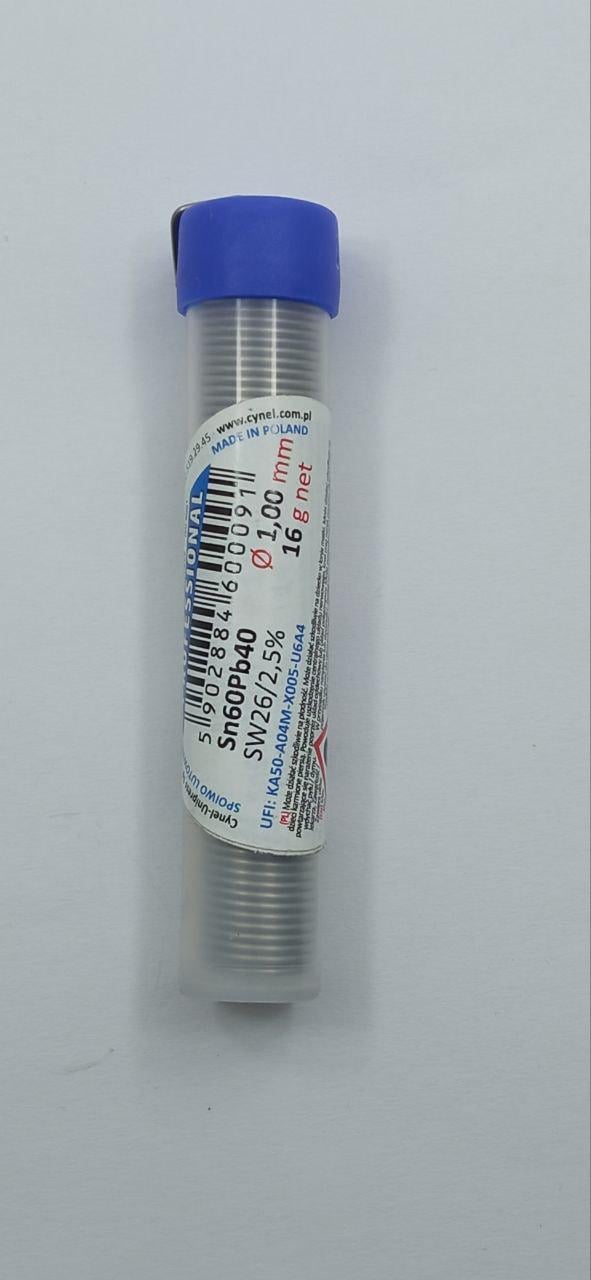 Припій в трубці Cynel S-Sn60 Pb40 SW26/2,5% 0,7 мм 16 г (05953)