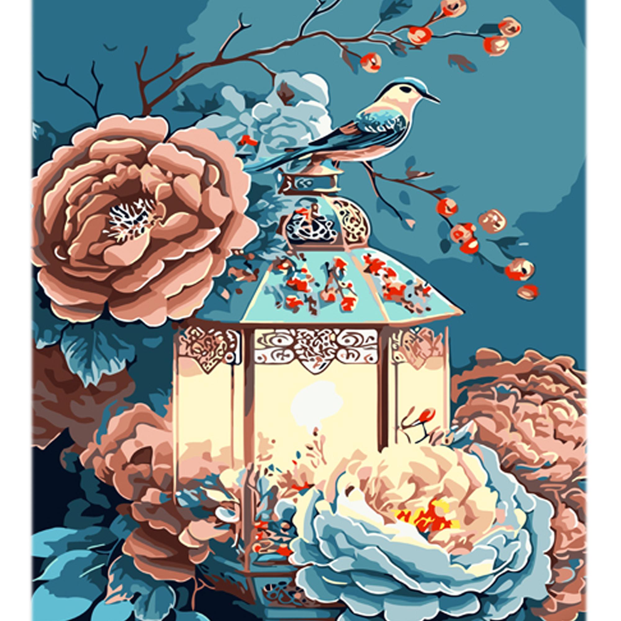 Картина по номерам Strateg Премиум Винтажный фонарь с лаком и уровнем 30x40 см (Str-LY16)