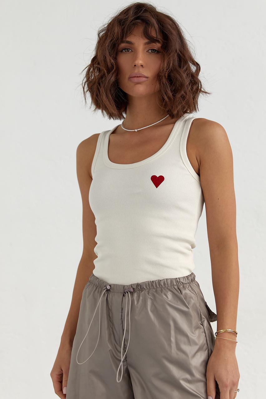 Майка женская трикотажная Сердце L Кремовый (11022367)