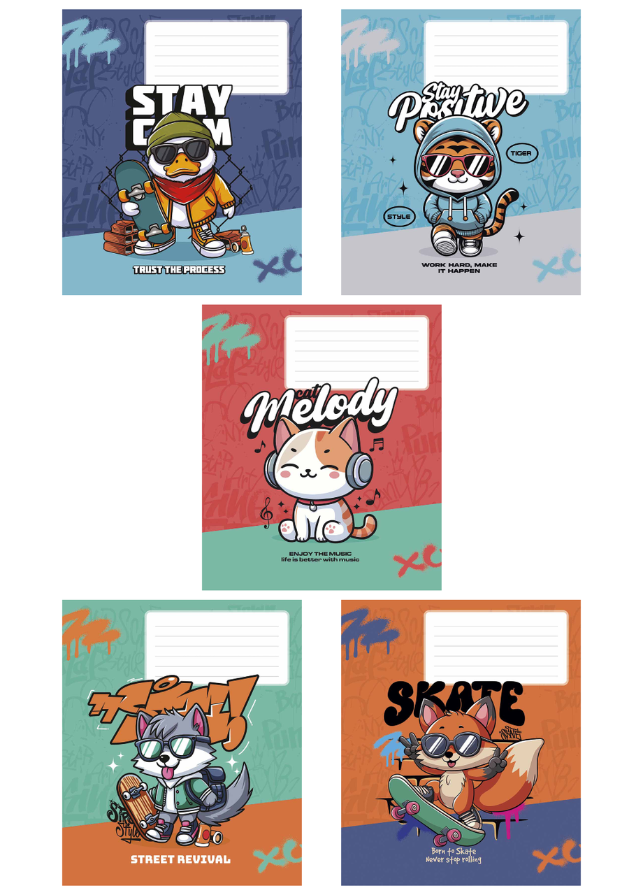 Тетради ученические Школярик Cartoons Star 3529 ВД-лак в клетку 5 шт. по 18 л. (4823088225723)