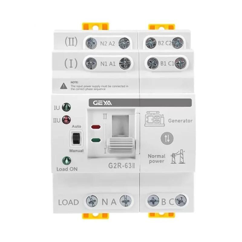 Автоматичний перемикач вводу резерву Geya I-II 4P 63A 230V АВР універсальний для гібридних інверторів та генераторів (ATS-4P-63A-230) Автоматичний перемикач вводу резерву Geya I-II 4P 63A 230V АВР універсальний для гібридних інверторів та генераторів (ATS-4P-63A-230)