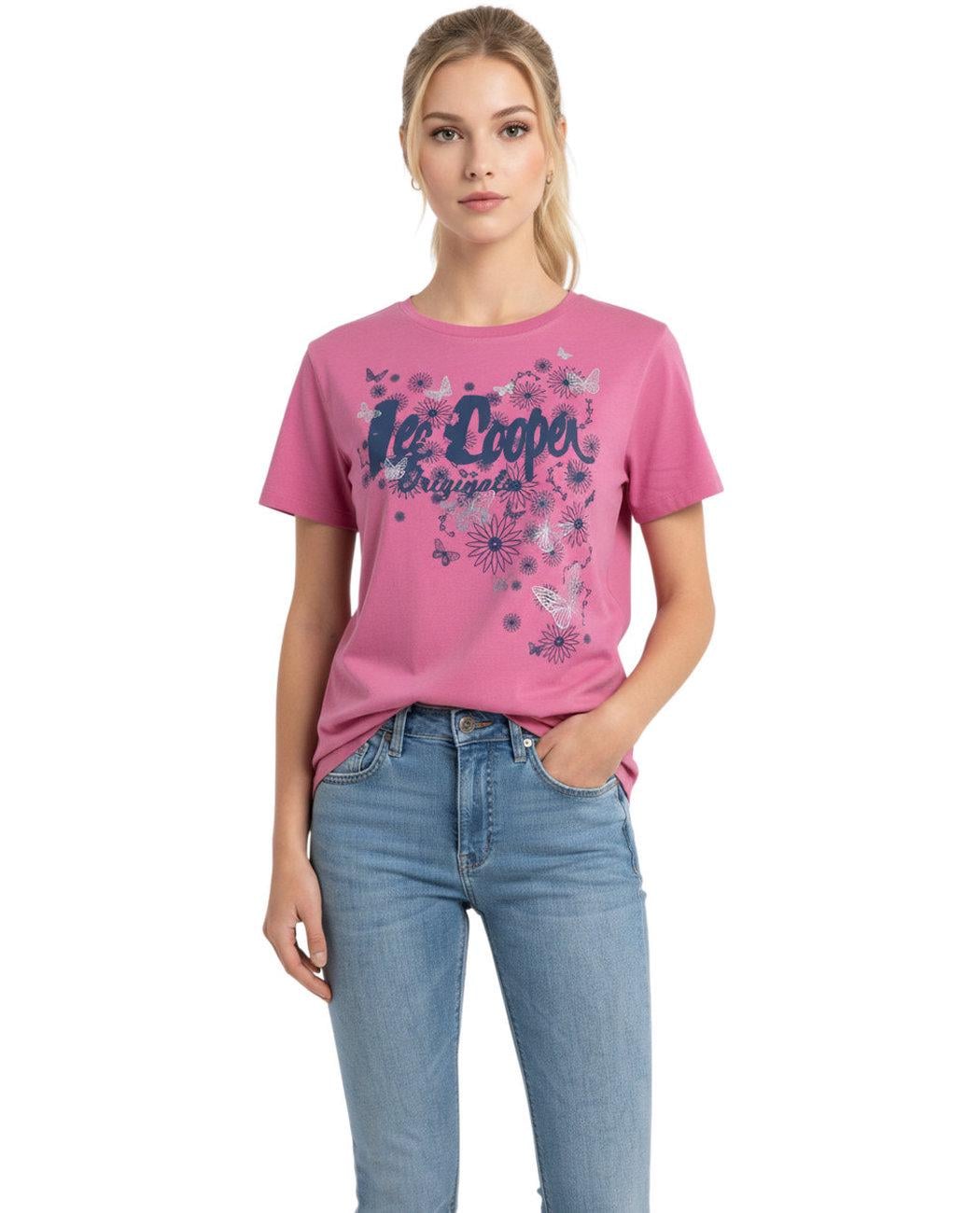Футболка женская Lee Cooper Classic 65829693 XL Розовый (2658296934707)