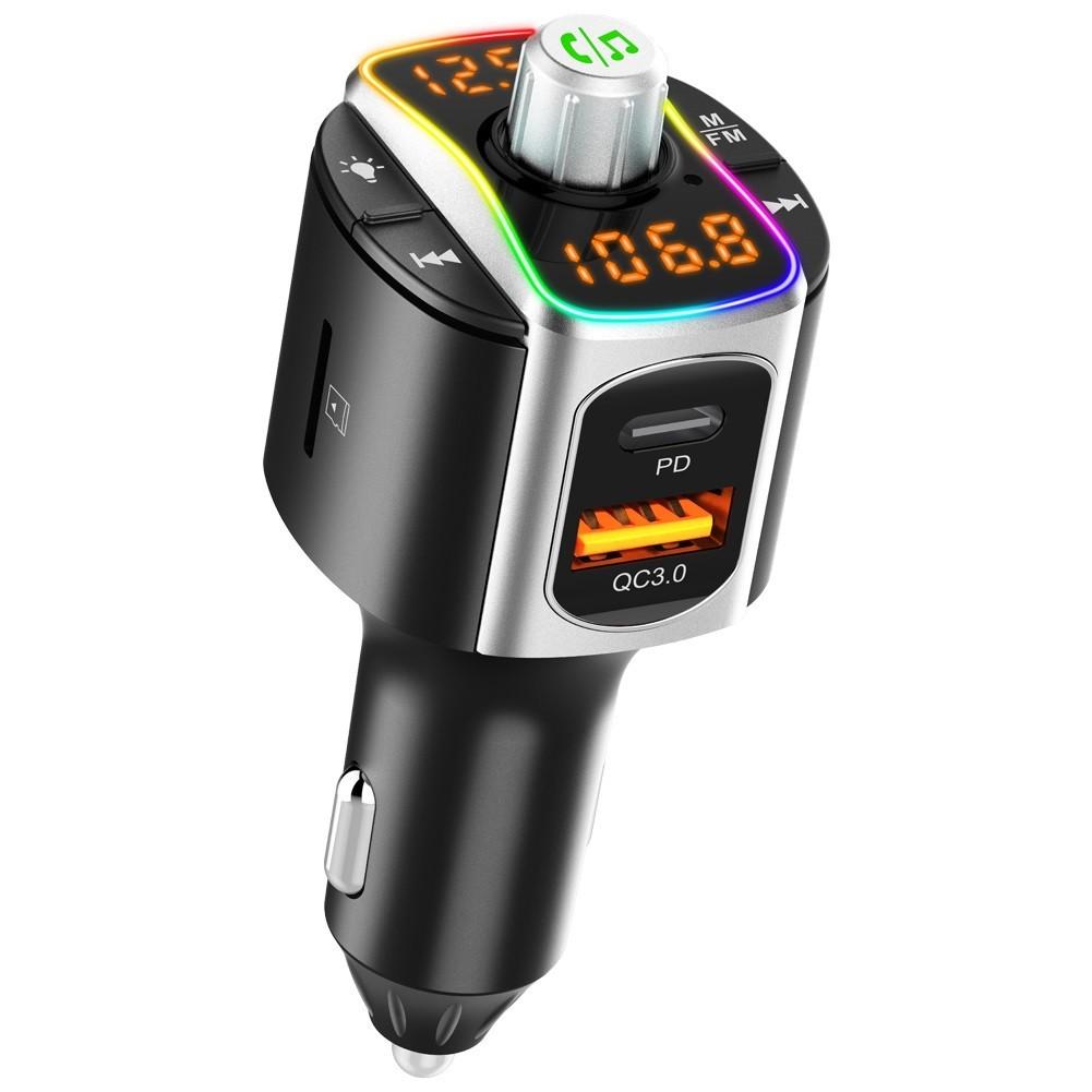 FM-трансмітер Aiver F67 MP3 RGB Bluetooth v5,0 MicroSD PD3,0 + QC3,0 (24519)