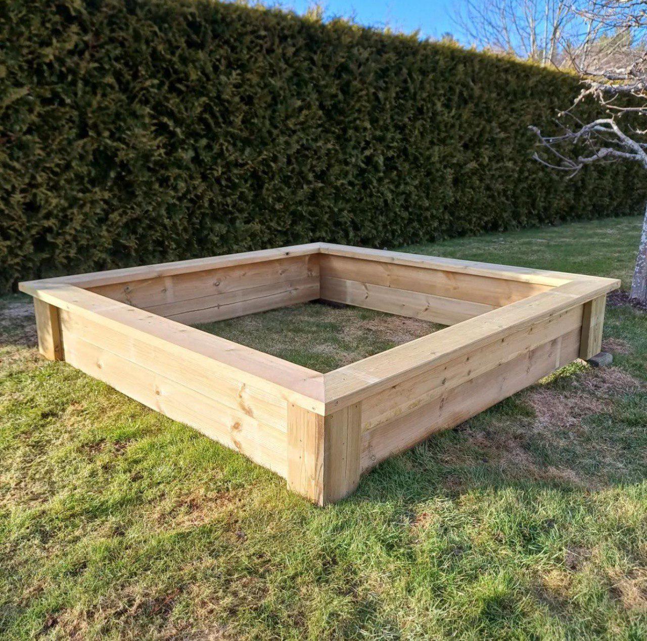 Песочница детская с натурального дерева сосна 1300х1300х400 мм (DP5675) - фото 5 Песочница детская с натурального дерева сосна 1300х1300х400 мм (DP5675) - фото 5