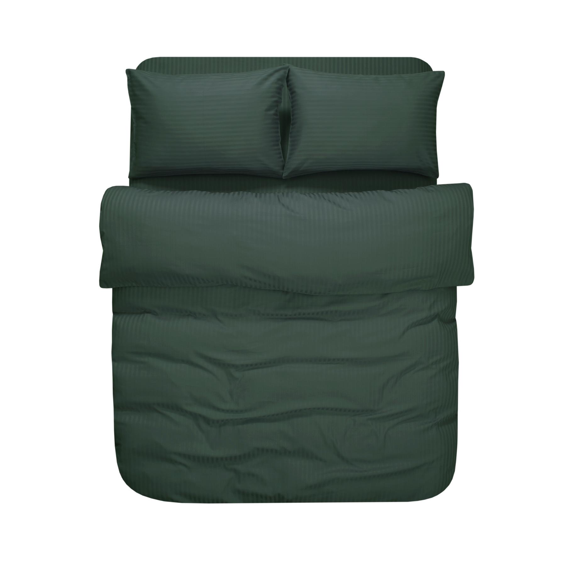 Комплект постільної білизни Lotus Готель страйп сатин 1x1 євро 160x200/25 см Смарагдовий (svt-2000022343657) - фото 1