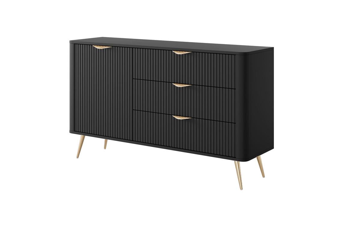 Комод Perfect Home Lante 1D3S/138 1-дверний з 3 шухлядами і золотими ніжками Чорний (PFH-091192) Комод Perfect Home Lante 1D3S/138 1-дверний з 3 шухлядами і золотими ніжками Чорний (PFH-091192)