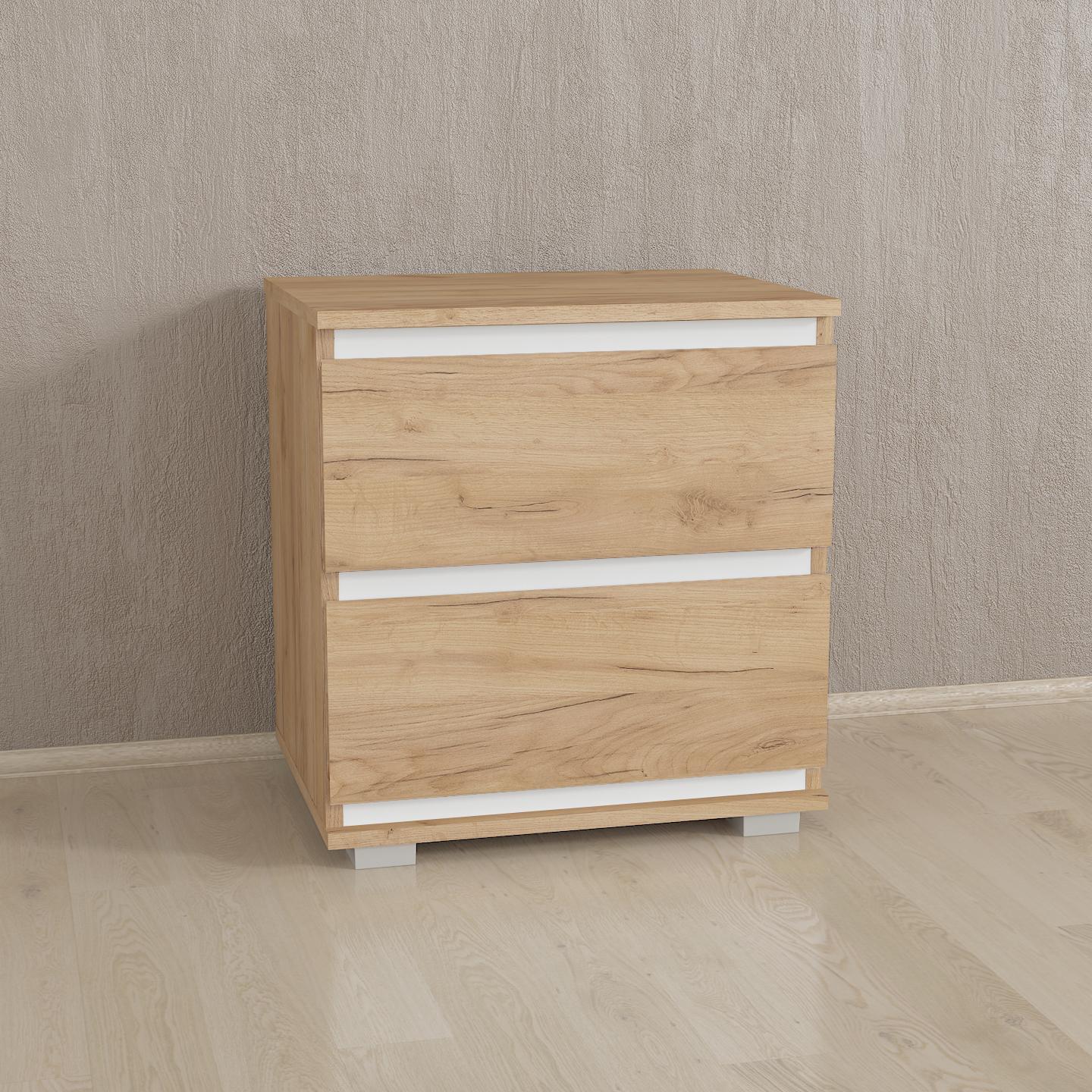 Тумба приліжкова T-02 502х390х535 мм Дуб Крафт/Білі планки - фото 1 Тумба приліжкова T-02 502х390х535 мм Дуб Крафт/Білі планки - фото 1