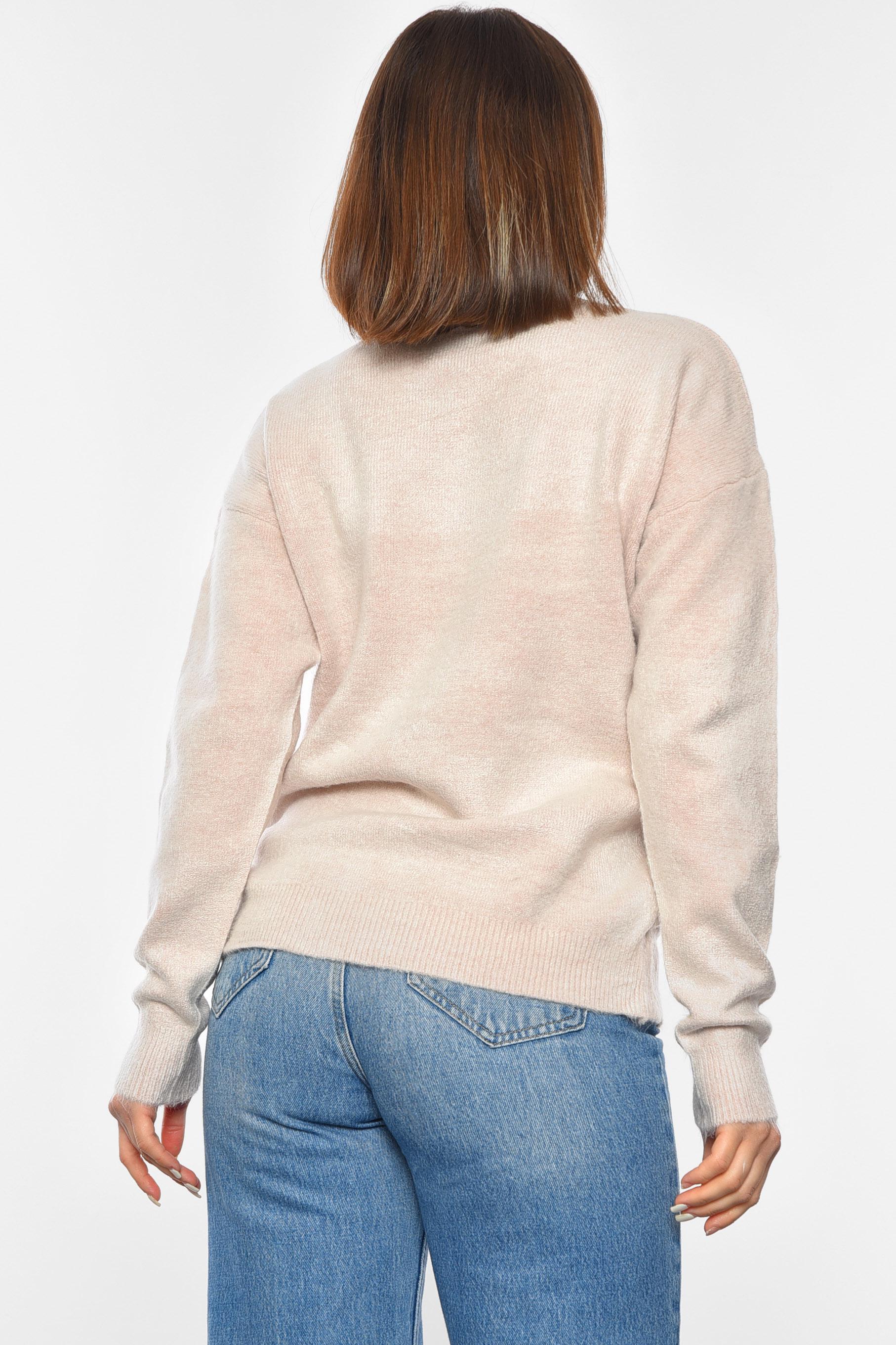 Свитер женский полубатальный 2XL-3XL Светло-бежевый (192057) - фото 3