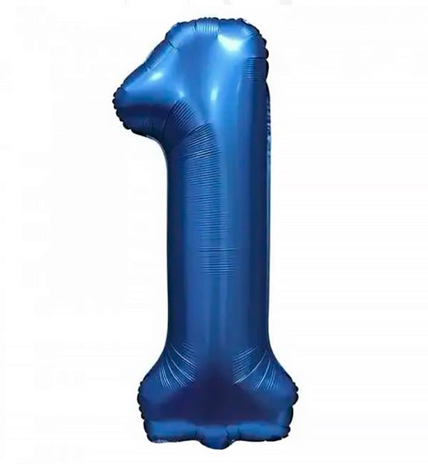 Шарик Цифра 1 76 см Синий сатин (1356076)