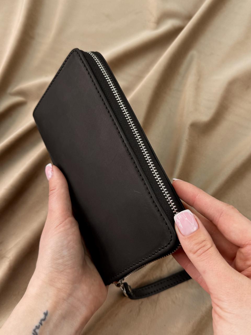 Клатч-гаманець шкіряний з натуральної шкіри Crazy Horse Чорний (2576234712) - фото 2 Клатч-гаманець шкіряний з натуральної шкіри Crazy Horse Чорний (2576234712) - фото 2