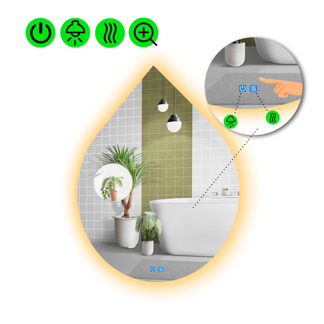 Зеркало с LED подсветкой Goccia 2 с двумя сенсорами 120x96 см (8737359)