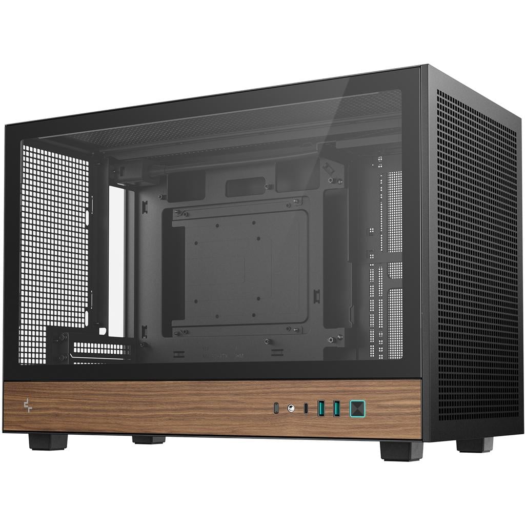 Корпус для ПК Deepcool CH260 Wood Mini-Tower no PSU MicroATX/Mini-ITX Black (R-CH260-BKNWM0-G-1)
