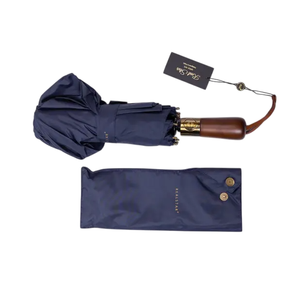 Зонтик автоматический складной 116 см с деревянной ручкой Синий (HP-23-8BL) - фото 7 Зонтик автоматический складной 116 см с деревянной ручкой Синий (HP-23-8BL) - фото 7