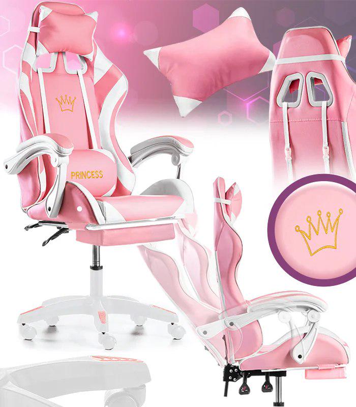 Кресло геймерское G845 с подставкой для ног Розовый (G846) - фото 8
