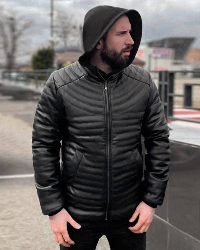 Куртка чоловіча зі шкірзамінника XL Чорний (4123) Куртка чоловіча зі шкірзамінника XL Чорний (4123)