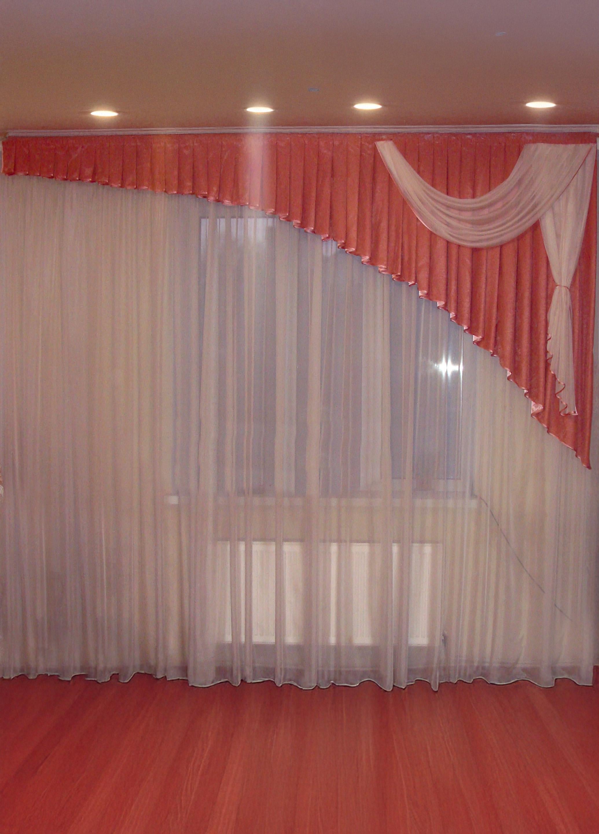 Ламбрекен Firanka Ассиметрия карниз 300 см Коралловый (39_3м)