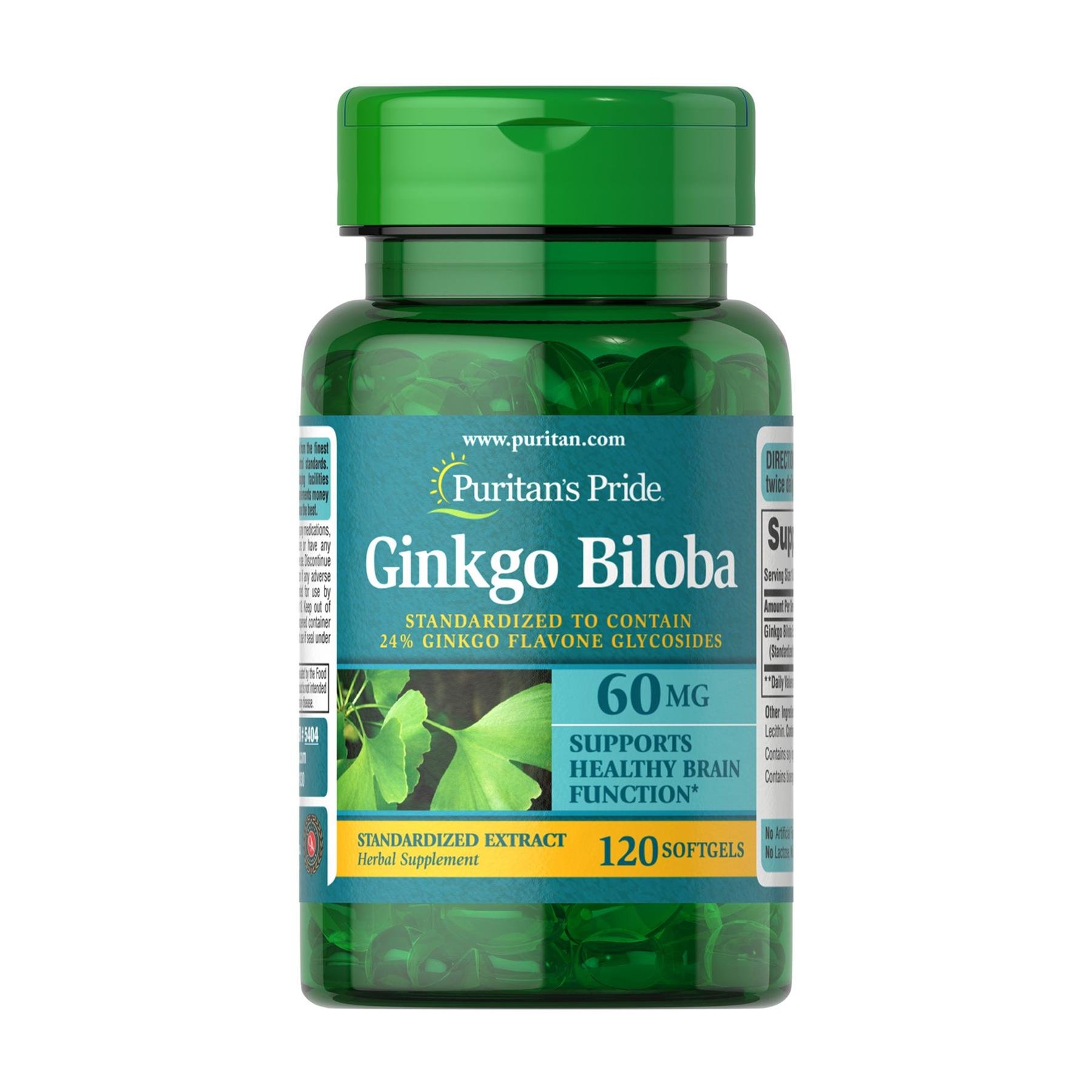 Екстракт гінкго білоба Puritans Pride Ginkgo Biloba Standardized Extract 60 мг 120 кап. Екстракт гінкго білоба Puritans Pride Ginkgo Biloba Standardized Extract 60 мг 120 кап.