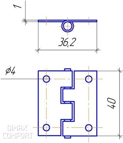 Шарнир-петля 40х36,2 мм (DM 0014) - фото 2 Шарнир-петля 40х36,2 мм (DM 0014) - фото 2