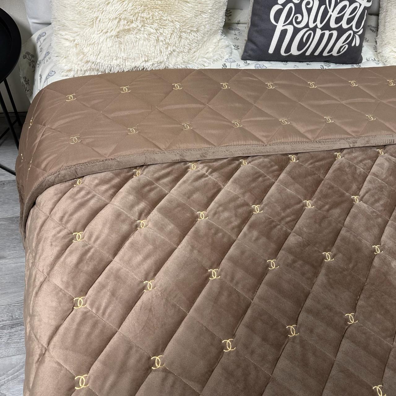 Покривало на ліжко велюрове євро 220x240 см Кавовий (28822009) - фото 7