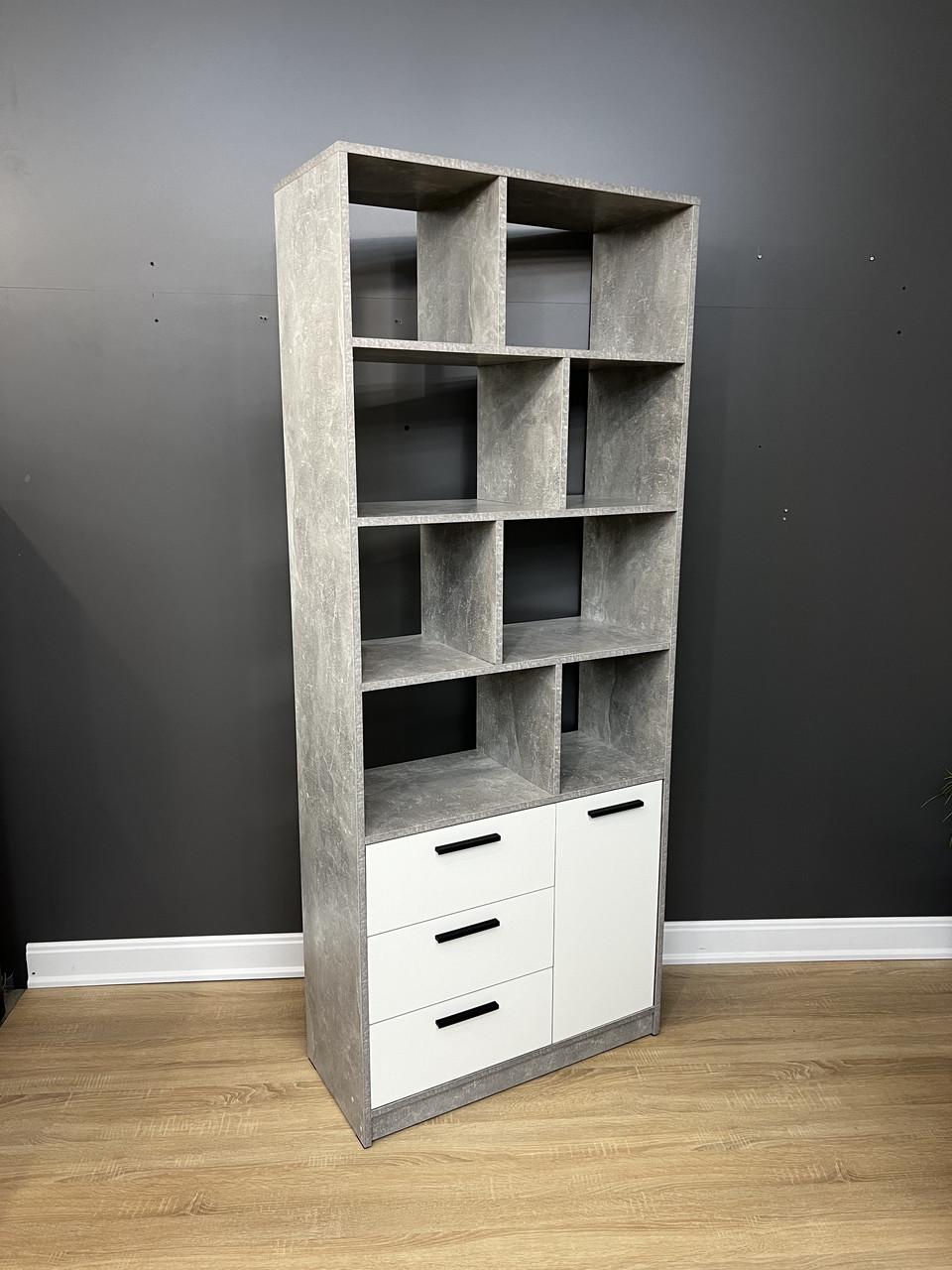 Шафа-стелаж Асті 1960х800х354 мм Бетон/Білий