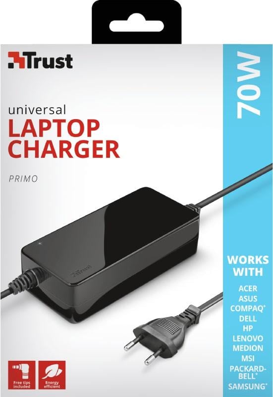 Зарядний пристрій Trust Primo 70W-19V Universal Laptop Charger Black - фото 5