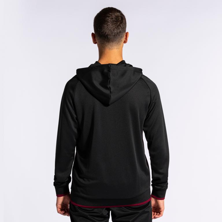 Олімпійка Joma 103236.115 Tiger V Zip-Up Hoodie M Black/Burgundy (8445757238214) - фото 2