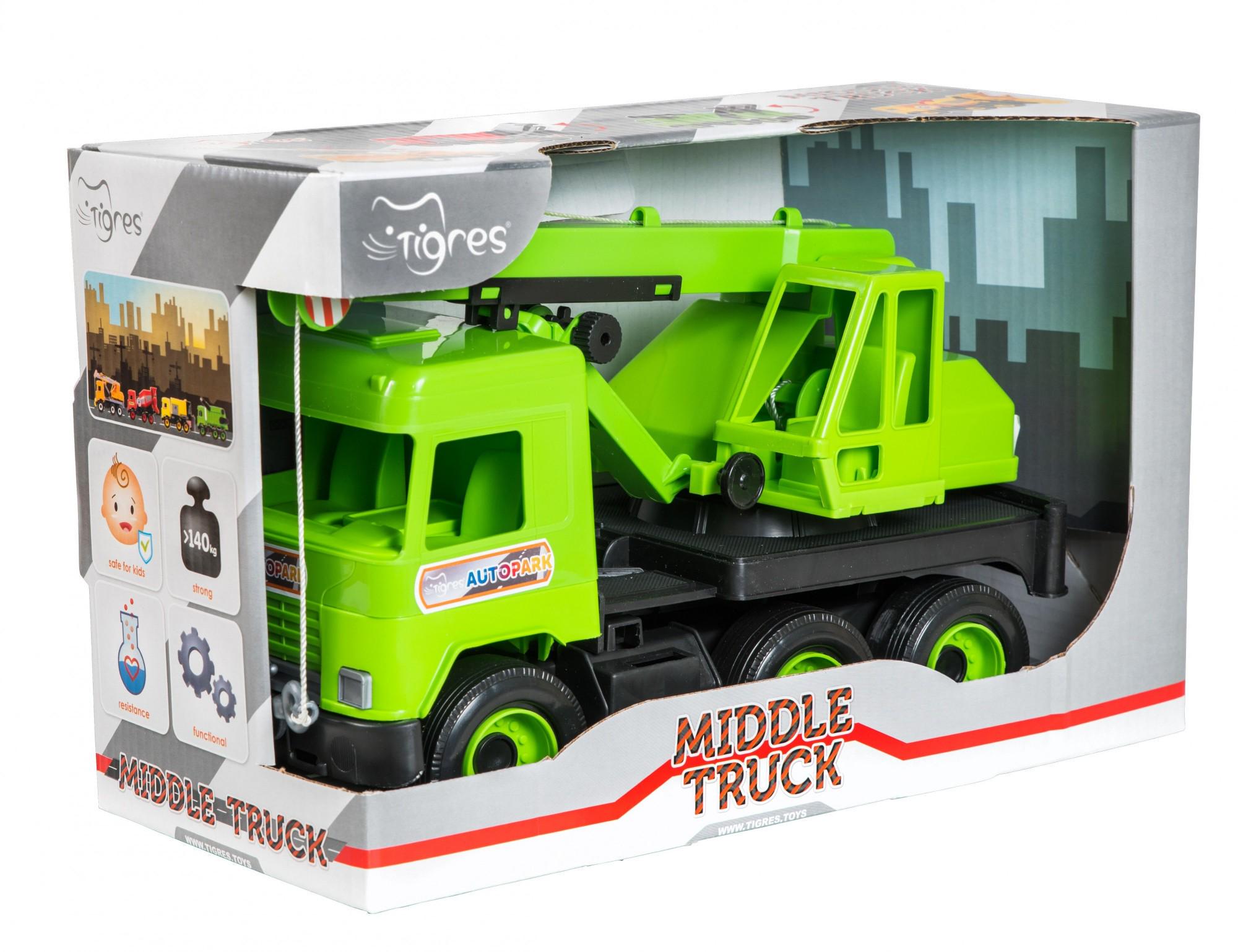 Игрушечная машинка Tigres Middle truck Кран из полипропилена 44 см Зеленый (150-98-39483)