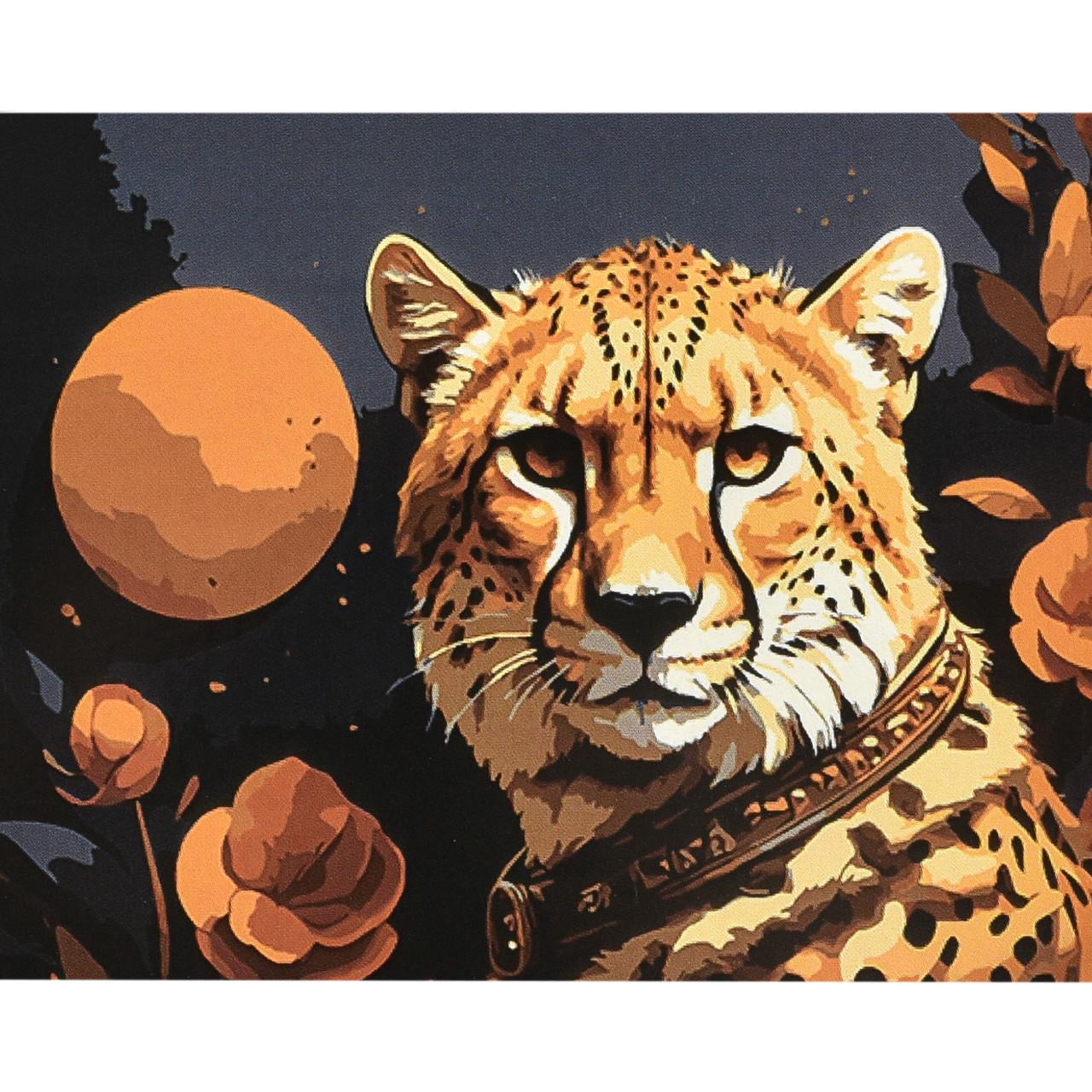 Картина по номерам Strateg Премиум Величество гепарда с лаком и уровнем 40х50 см (VA-4653)