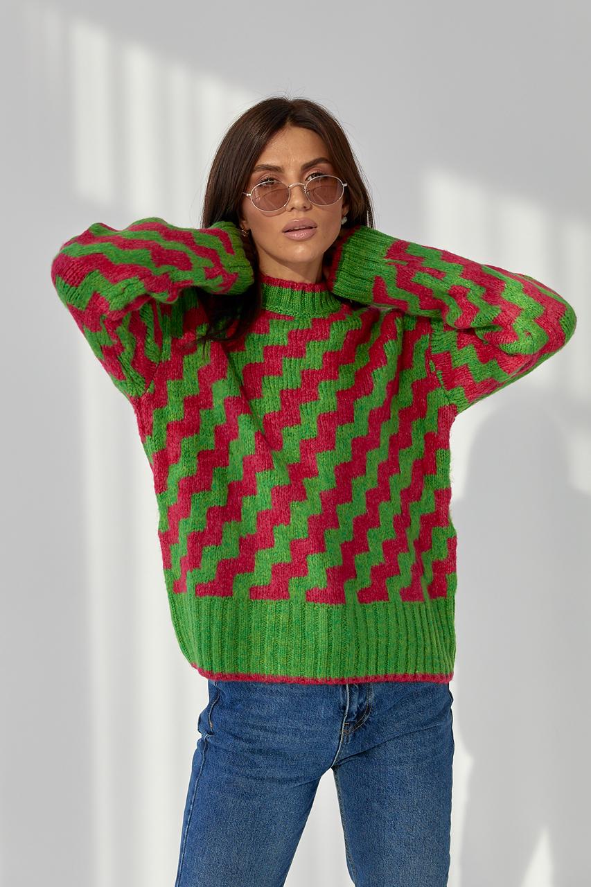 Свитер вязаный oversize M Зеленый (9442524)