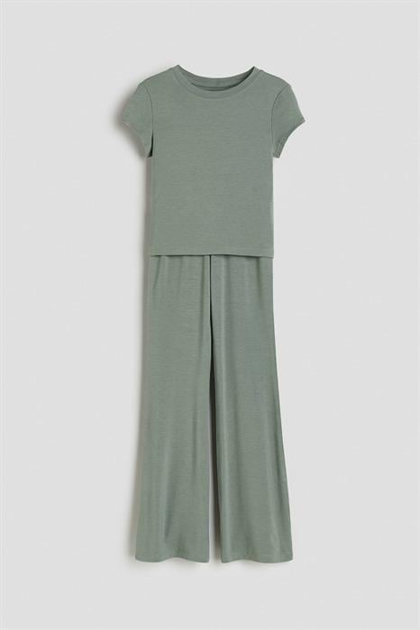 Костюм топ з штанами H&M 134 см Хакі (1233806-1)