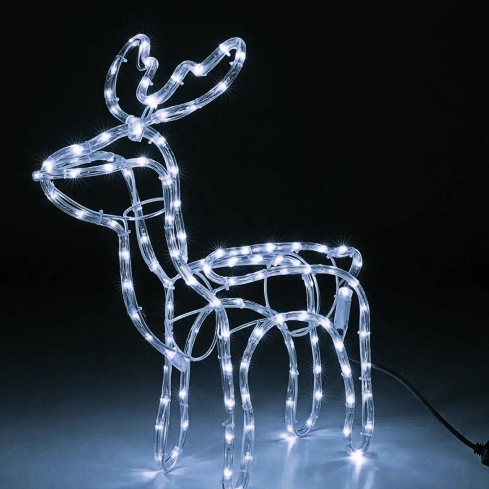 Декоративна світлодіодна фігура "Новорічний олень" висота 95 см 220 В з поворотом голови Білий - фото 5