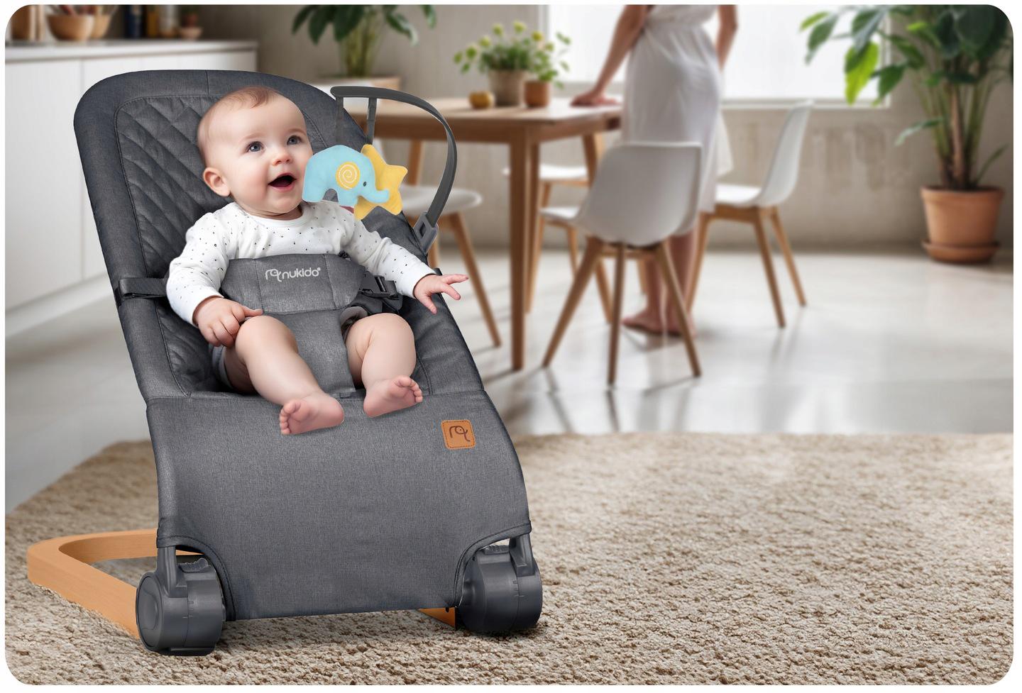 Крісло-гойдалка Nukido Baby Bouncer NK-52 з іграшками Сірий (705202) - фото 7