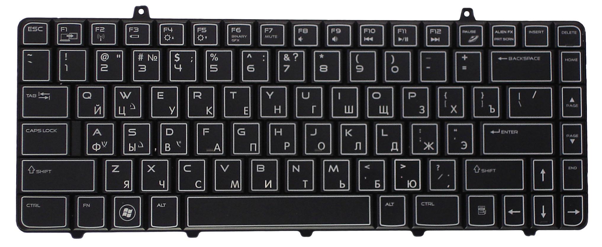 Клавиатура для ноутбука Dell Alienware M11X-R1 с подсветкой Light Black