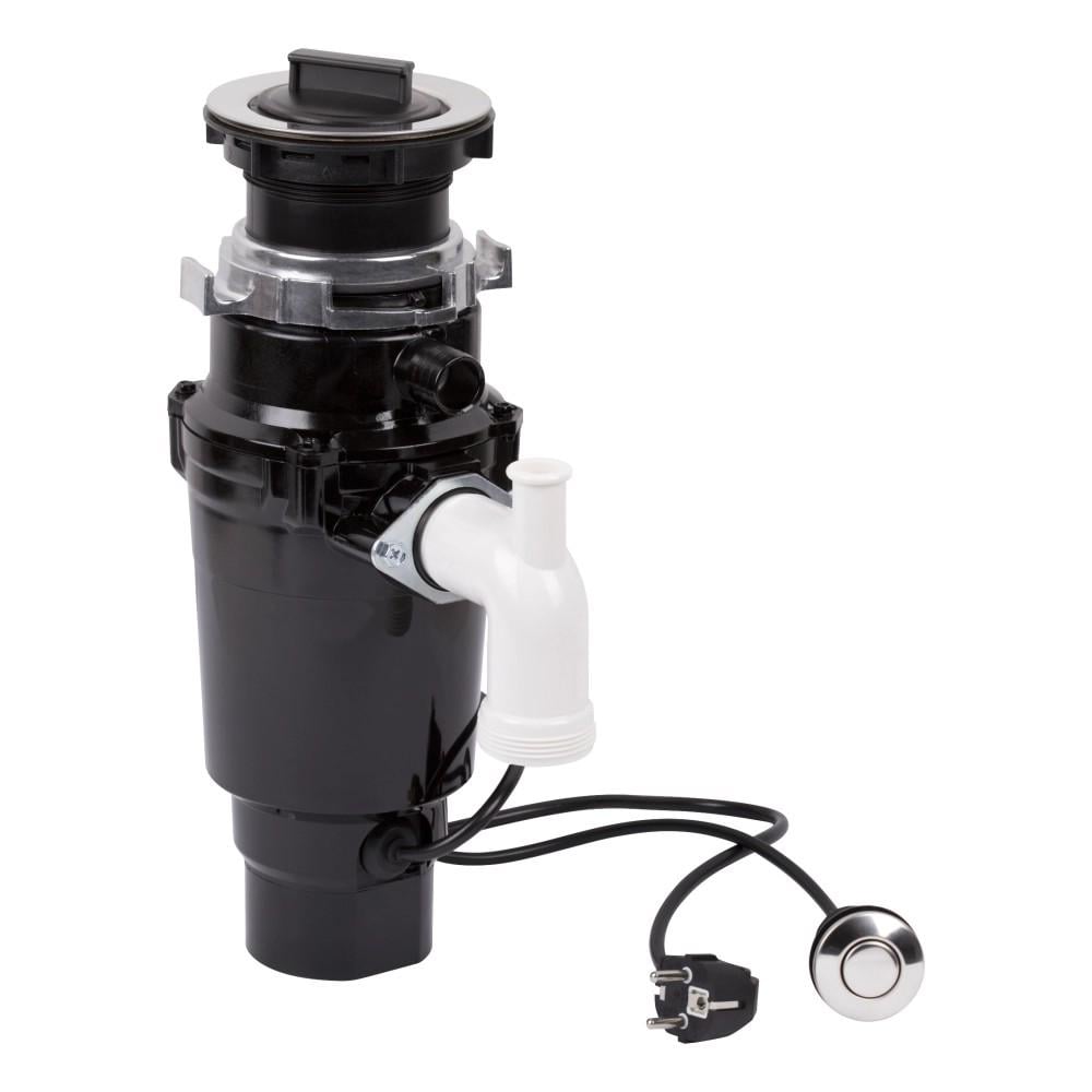 Измельчитель пищевых отходов Lidz 370 Вт для кухонной мойки 90 мм с пневмокнопкой и диспоузером Black