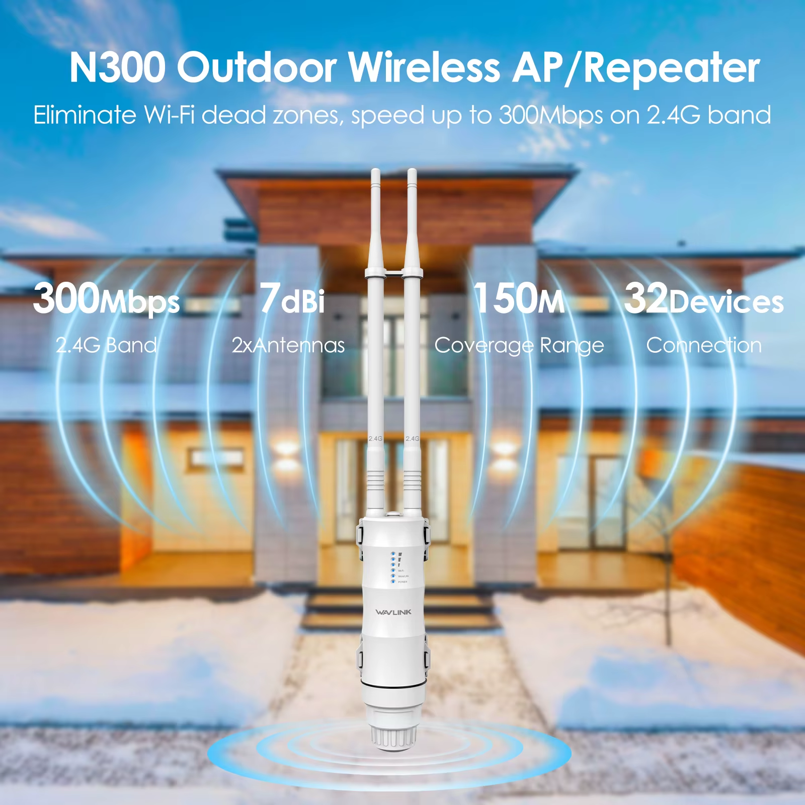 Ретранслятор Wavlink Wi-Fi 300 Мбит/с уличный Wi-Fi/2,4G (27675393) - фото 10