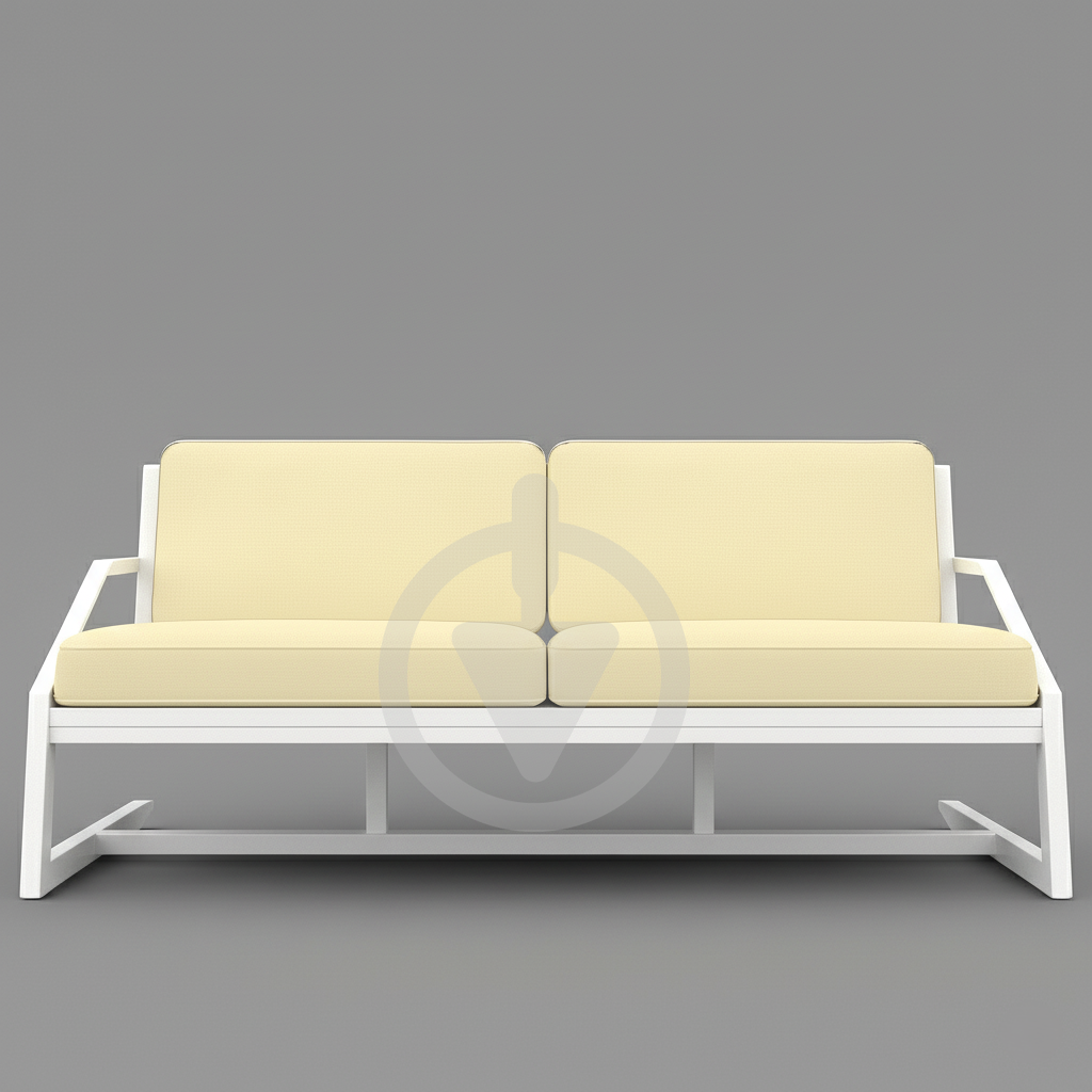 Диван металевий AVVS tech Атлас вуличний лофт рогожка з підлокотниками 156 см Бежевий/Білий (30222799) - фото 2