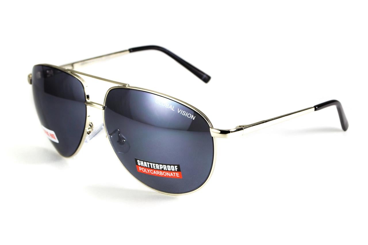 Очки защитные открытые Global Vision Aviator-4 silver mirror Серый