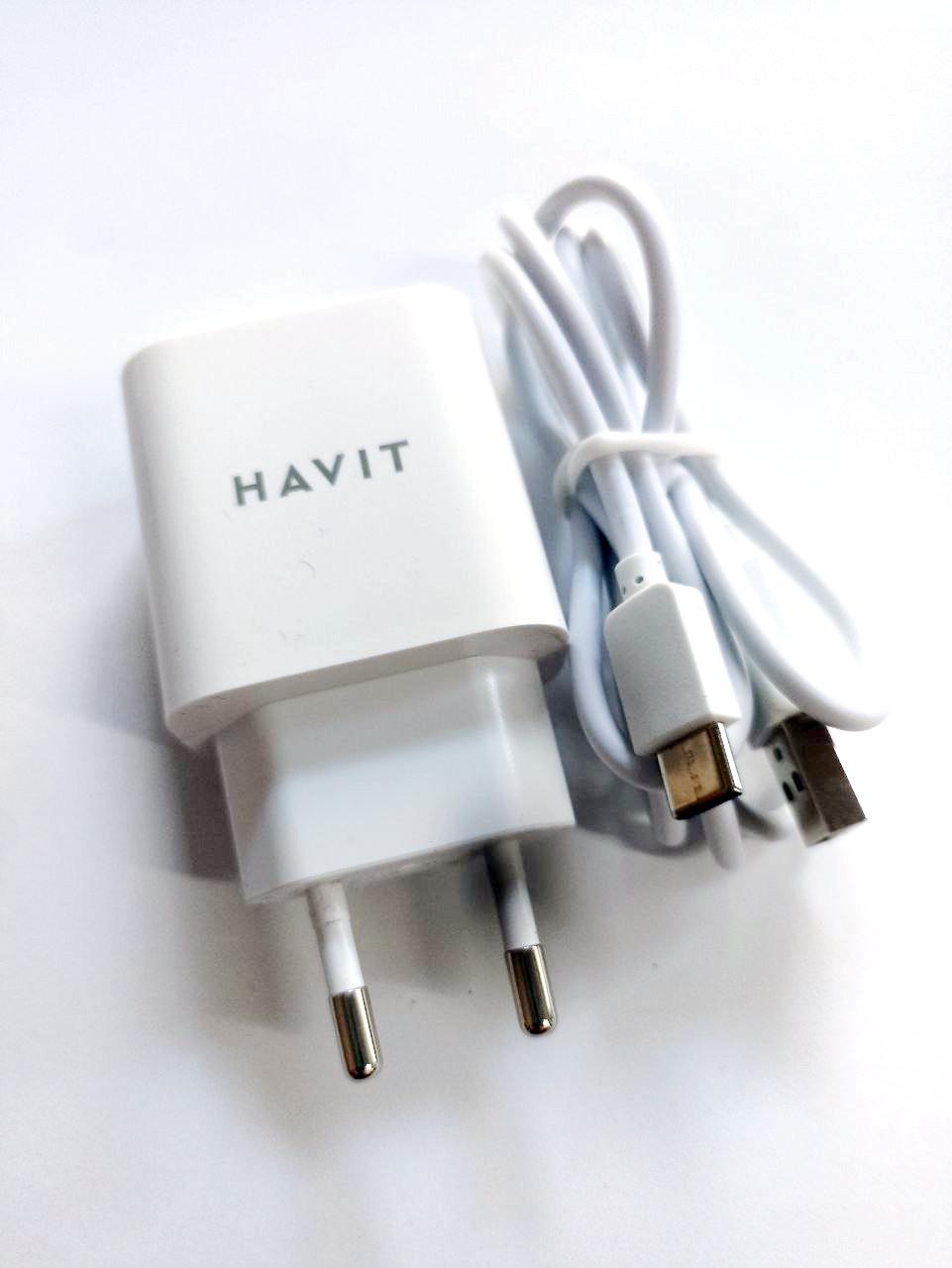 Зарядное устройство со шнуром USB-Type-C Havit ST113 2.0A 1USB White (2798227915)