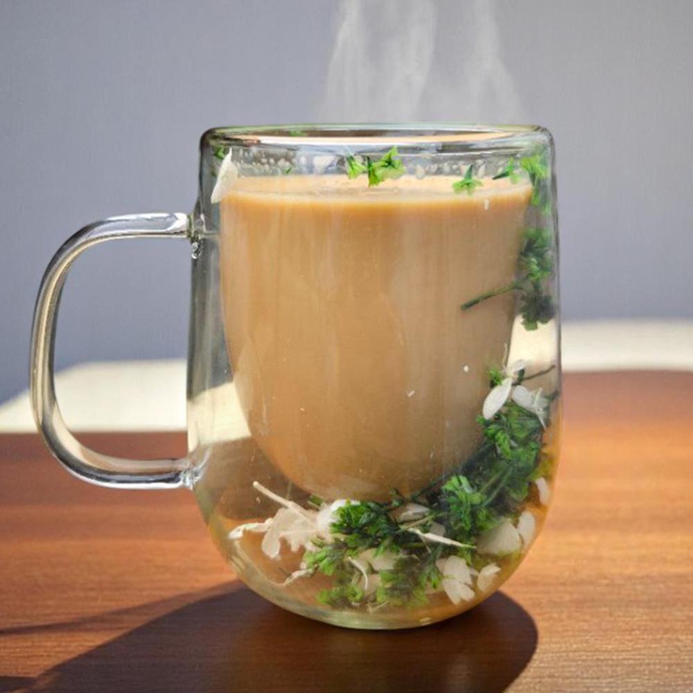 Чашка с двойным дном и сухоцветами Dry flowers 330 мл с двойным дном