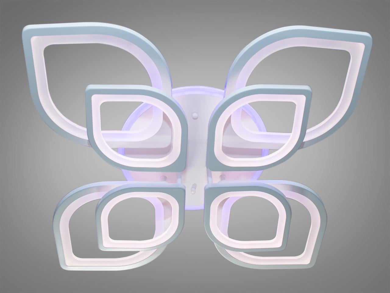 Люстра LED с пультом 150 W с подсветкой (8073/4+4WH LED 3color dimmer)