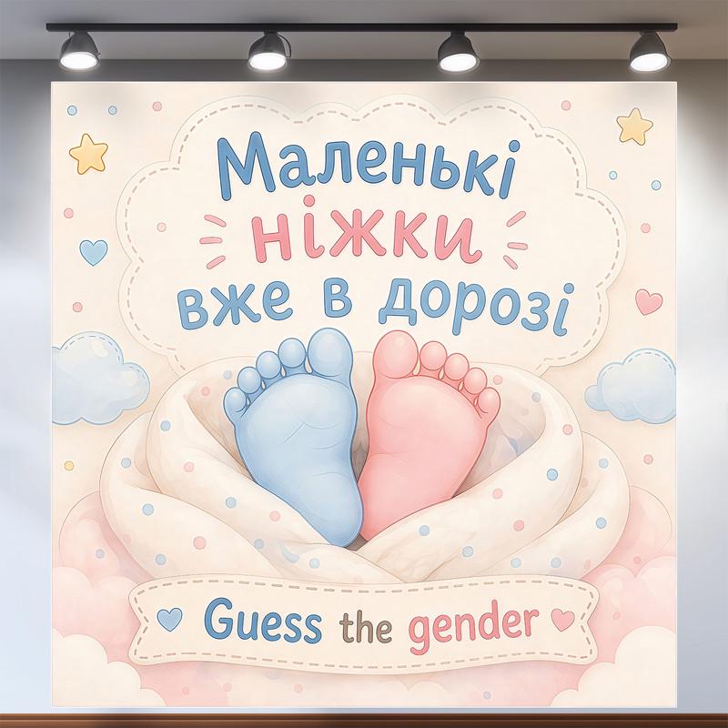 Фотозона для определения пола Маленькие ножки уже в пути Guess the gender 200x200см, №48544
