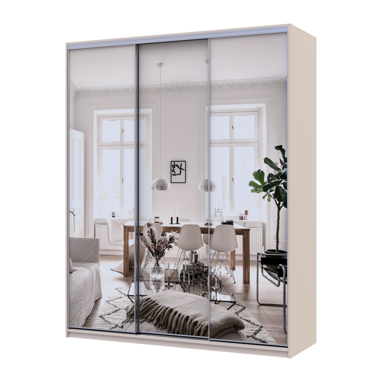 Шафа купе Doros Сіті Лайт 3 дзеркала 180х60х225 см Кашемір (80736374)