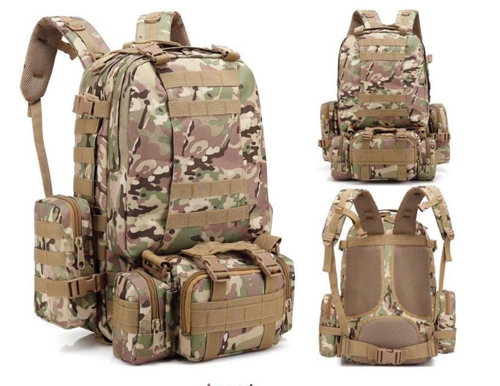 Рюкзак водонепроникний Molle комбінований 55 л 600D з 3 підсумками Мультикам - фото 2 Рюкзак водонепроникний Molle комбінований 55 л 600D з 3 підсумками Мультикам - фото 2