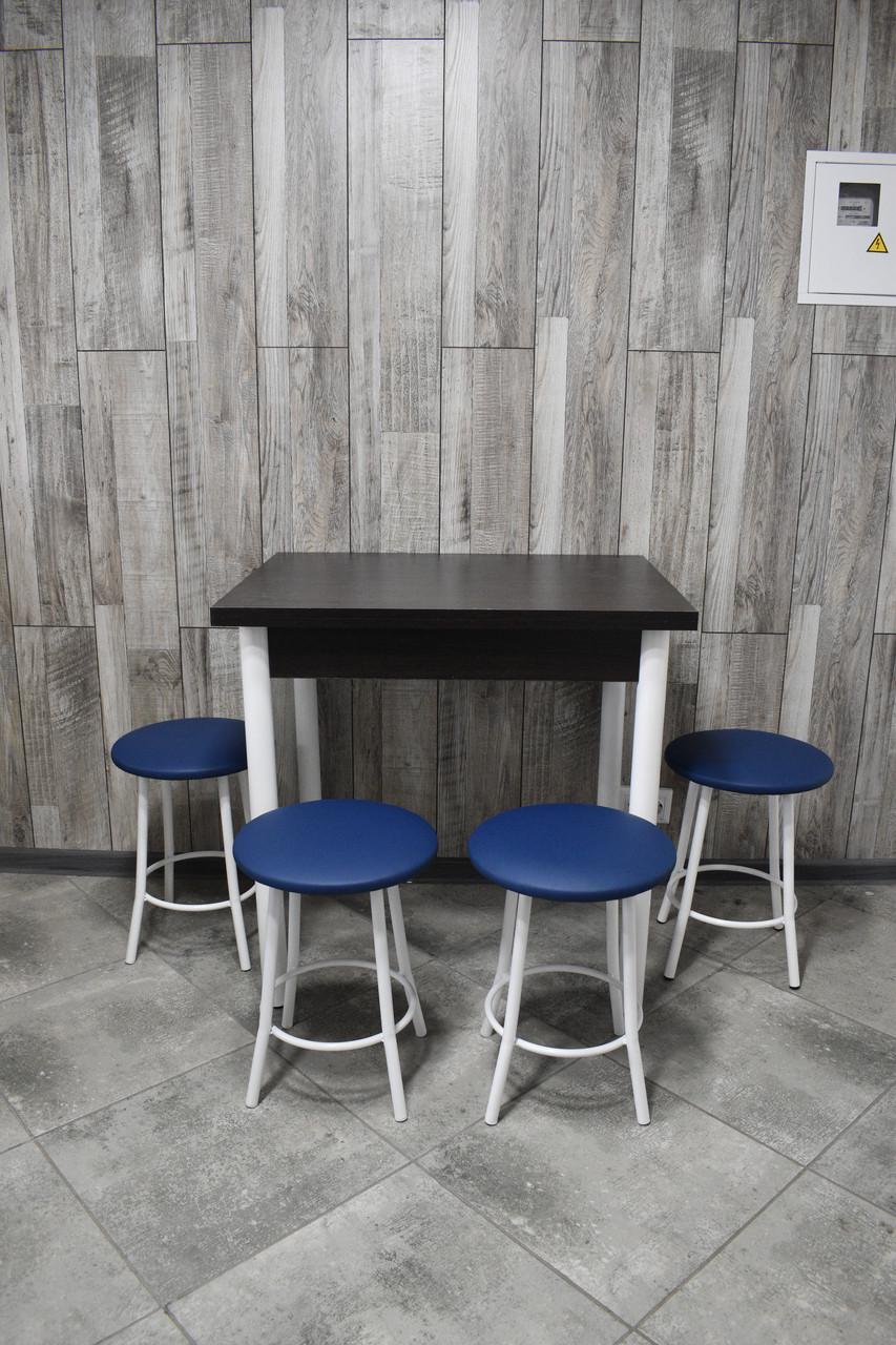 Кухонний комплект Оскар стіл розкладний/табурети 4 шт. в білому корпусі 60х80/80х120х75 см Чорний/Синій (28374690)